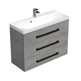 Koupelnová skříňka s černou úchytkou a umyvadlem SAT Cube Way 100x76,5x40 cm beton mat CUBE2C1003BE CUBE2C1003BE