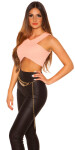 Sexy top KouCla Crop Top se zipem na zádech CAPPUCCINO S