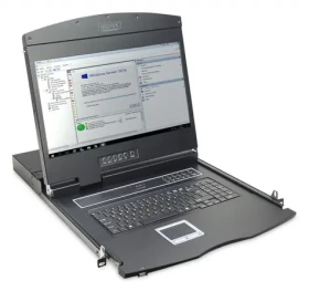 Digitus KVM konzole 19" LCD touchpad / Konzole / 8-port KVM switch / 1U rack / US klávesnice (DS-72211-2US)