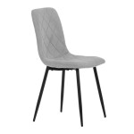 Židle jídelní, stříbrná látka, nohy černý kov