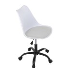 Židle kancelářská, bílá plastová skořepina, sedák bílá látka, kovový kříž