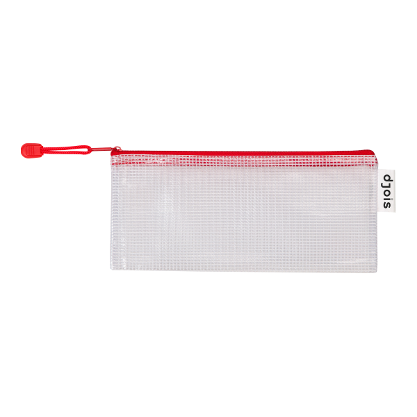 Djois obálka se zipem, DL, PVC síťovina, červená, 8 ks