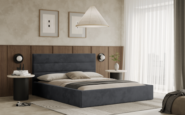 FRONTI Postel LIVO 120x200 tmavěšedá s úložným prostorem