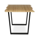 Stůl jídelní, 180x90x75 cm, MDF deska, dekor divoký dub, kovová nohy ve tvaru U, černý matný lak