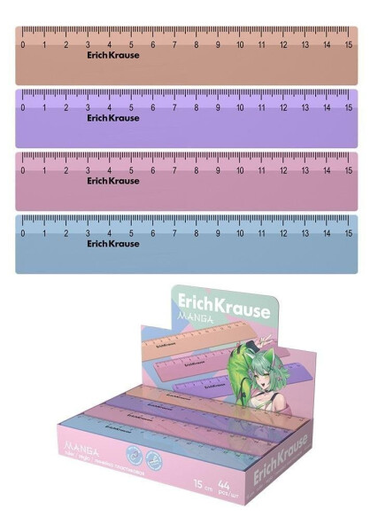 Plastové pravítko ErichKrause Manga - 15 cm, mix motivů