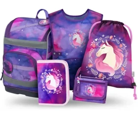 BAAGL SET 5 - Školní set Zippy Plus Kůň: aktovka / penál / sáček / zástěra / peněženka (A-34955)