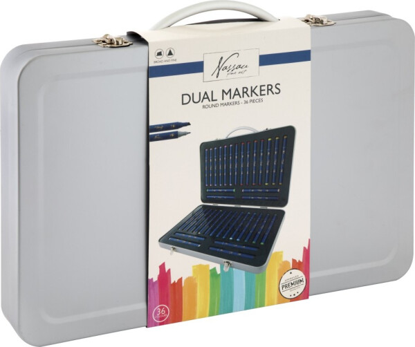 Oboustranné fixy 36 ks v kovovemé kufříku - Craft Creative