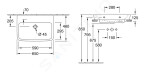 VILLEROY & BOCH - O.novo Umyvadlo na desku, 650x460 mm, s přepadem, bez otvoru pro baterii, AntiBac, CeramicPlus, alpská bílá 4A41KJT2