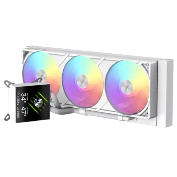 Gamemax Glacier 360 LCD bílá / AIO vodní chladič CPU / 360mm / 3x 120mm / LCD displej (GLACIER 360 LCD WH)