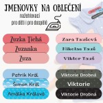 45x NAŽEHLOVAČKY SADA OVÁL 45x10mm, jmenovky textil, mnoho barev