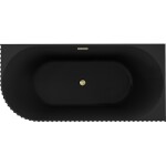 MEXEN/S - Gia volně stojící rohová vana reliéf pravá 170 x 80, černá mat, sifon a přepad zlatá kartáčovaná 52701708071P-55