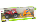 Mamido Traktor s třecím pohonem a se shrnovačem sena červený