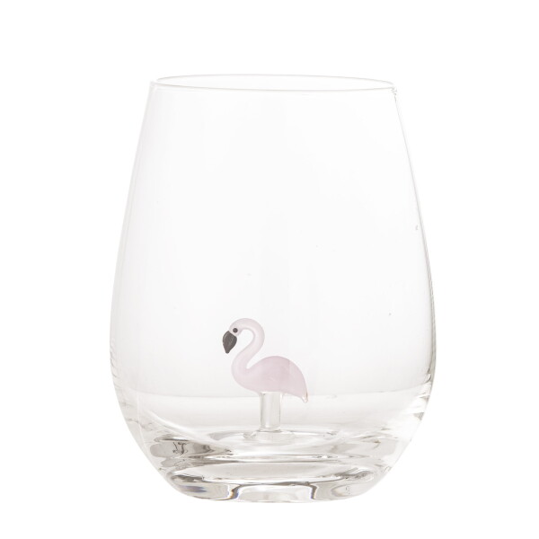 Bloomingville Sklenice Misa Flamingo 560 ml, čirá barva, sklo