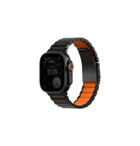 UNIQ Strova Flex řemínek pro Apple Watch 49/46/45/44 mm, Midnight black/Volt orange (8886463697818)