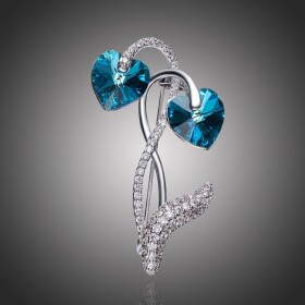 Brož Swarovski Elements Vitalia - květina, Tmavě modrá