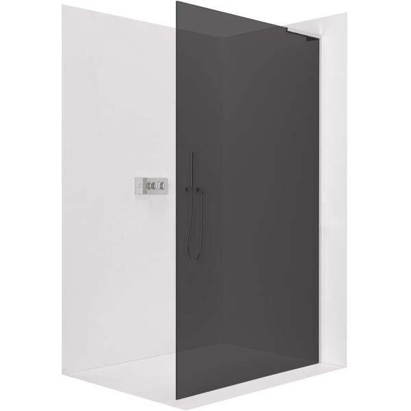 CERANO Sprchová zástěna Walk-in Onyx L-pravá vzpěra - 8 mm - chrom, grafitové sklo - 130x200 cm