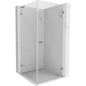 MEXEN/S - Lunar-B L sprchový kout dveře křídlové pravá 80 x 80, transparent, měď kartáčovaná 832L-080-080-65-00-P