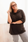 Dámská blůza Plus Size z bavlny volného střihu s vodním výstřihem hnědá UNI