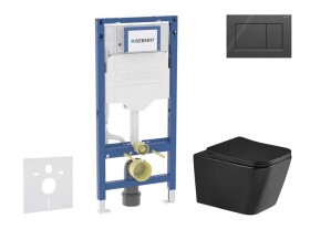 GEBERIT - Duofix Set předstěnové instalace, klozetu Arkas I a sedátka softclose, tlačítko Sigma20, černá lesk/černá mat SANI11CA5511