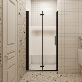 H K - Sprchové dveře MELODY BLACK LINE B8 100 zalamovací, 100–102 × 195 SE-MBLINEB8100SET