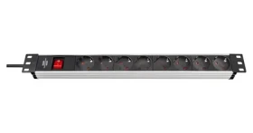 Brennenstuhl Alu-Line černá / Napájecí lišta / 19" / 8x zásuvka / vypínač / 3500 W / 2m kabel (1390007018)
