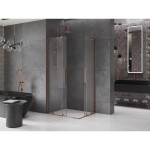 MEXEN/S - Velar L Duo sprchový kout, posuvné dveře 90 x 80, transparent, růžové zlato 871-090-080-02-03-60