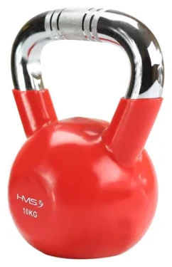 HMS KTC 10 kg červená / Kettlebell / litina s vinylem / chromovaný úchop