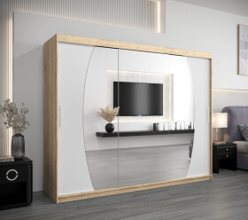 Šatní skříň Abi E0 Barva korpusu: Dub Sonoma, Rozměry: 250 cm, Dveře: Bílá