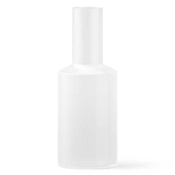 Ferm LIVING Karafa Ripple Carafe 1 l - ferm LIVING Skleněná karafa Ripple Frosted 900 m, bílá barva, sklo