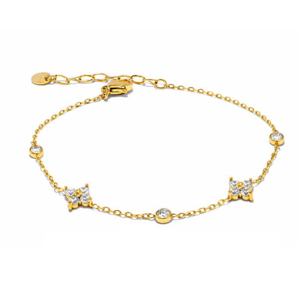 Náramek se zirkony Paulina Gold - chirurgická ocel, Zlatá 18 cm + 3 cm (prodloužení)