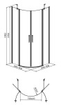 CERSANIT/S - SPRCHOVÝ KOUT ČTVRTKRUH 90x90 TRANSPARENT SKLO + VANIČKA S162-010-SET1