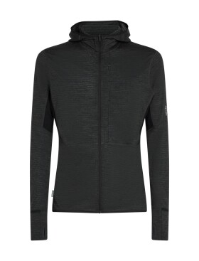 ICEBREAKER Mens 200 Realfleece Descender LS Zip Hood, Jet Heather/Black/Cb velikost: XL