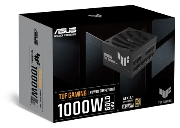 ASUS TUF-GAMING-1000G-EVO černá / Zdroj ATX / 1000W / 80 Plus Gold / plně modulární / ATX 3.1 (90YE00SE-B0NA00)