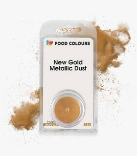 Jedlá prachová perleťová barva Food Colours New Gold Metallic Dust (2,5 g) Zlatá