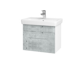 Dřevojas - Koupelnová skříňka SOLO SZZ 55 - N01 Bílá lesk / Úchytka T02 / D01 Beton 150112B