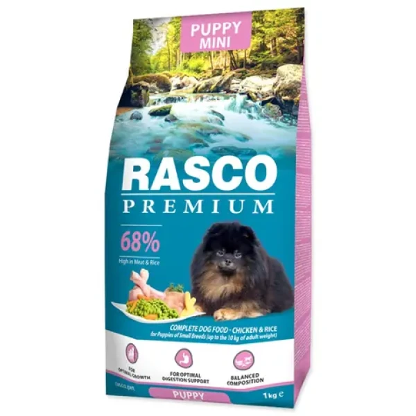 Rasco Premium Puppy Mini kuře s rýží 1kg / Granule pro štěňata (1704-10012)