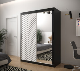 Šatní skříň Abi Jodelka 2 Barva korpusu: Černá, Rozměry: 150 cm, Dveře: Bílá mat