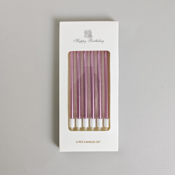 Dortové svíčky ELEGANT růžová 6ks