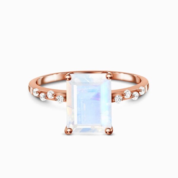 Royal Fashion prsten 14k zlato Vermeil GU-DR23091R-ROSEGOLD-MOONSTONE-TOPAZ Velikost: 7 (EU: 54-56)