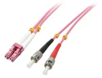 Lindy LC/ST OM4 růžová / Optický patch kabel / Multimode / 50/125 µm / Duplex / 2 m (46351)