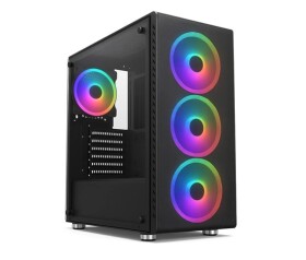 1stCOOL skříň Rainbow 4, Mid Tower, ATX, AU, Průhledná bočnice, 4x 120mm Fan, 650W, 88+, Černá EDF_1208504