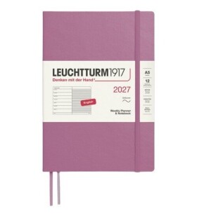 Týdenní plánovač & Zápisník Dusty Rose, Medium A5 2027, Softcover,English