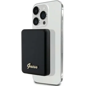 Guess Metal Script Logo MagSafe černá / Powerbanka / 3000 mAh / bezdrátové nabíjení 5W (GUPBM3ALGSGK)