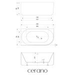 CERANO - Vana akrylátová Aira - volně stojící - asymetrická - levá - bílá lesklá - 150x75x58 CER-665983