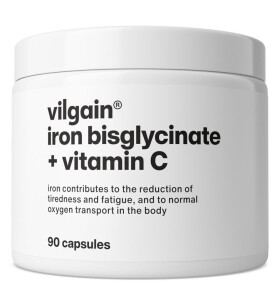 Vilgain Železo bisglycinát + Vitamin C – 90 kapslí