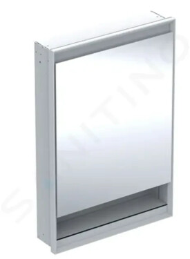 GEBERIT - ONE Zrcadlová skříňka s LED osvětlením, 600x900x150 mm, panty vpravo, s nikou, vestavná, hliník 505.821.00.1