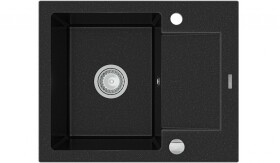 MEXEN Enzo granitový dřez 1-mísa dřez vypouštěním krátký Board 576x465 mm, černá stříbrná metalíza 6506571005-73