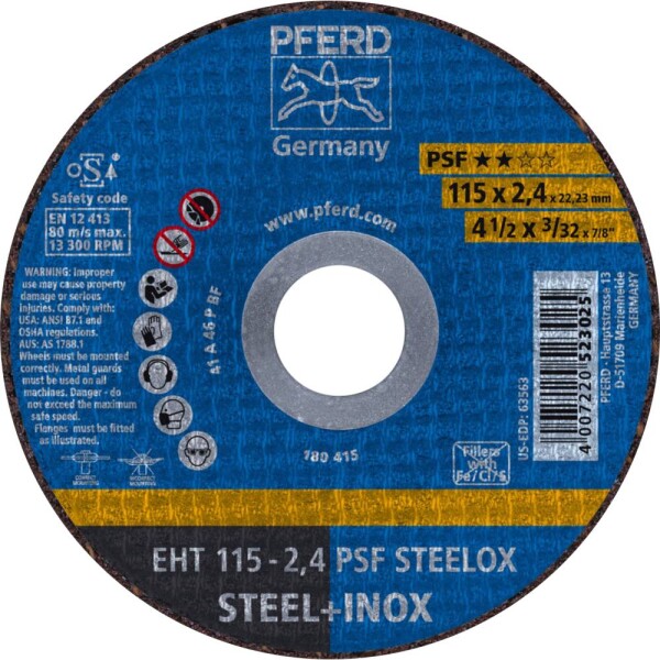 PFERD PSF STEELOX 61730122 řezný kotouč rovný 115 mm 25 ks nerezová ocel, ocel