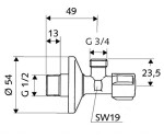 SCHELL - Comfort Pračkový připojovací ventil, chrom 033000699