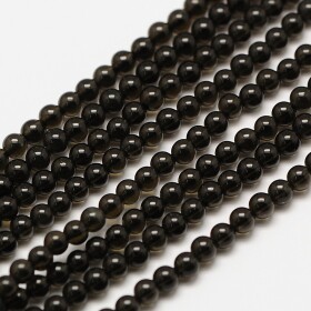 Přírodní černý obsidián - ∅ 2 mm - 1 ks